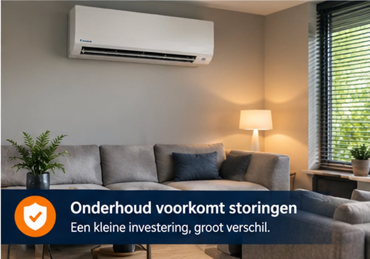 Airco-binnenunit in een woonkamer in Assen — onderhoud elke 12 tot 18 maanden voorkomt de meeste storingen